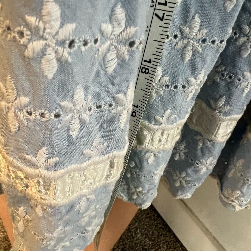 Miss Elliette 1960s Summer Dress Baby Blue Embroidered Flowers Lined XS - Picture 8 of 11